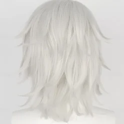 Uzui Tengen Wig Demon Slayer Silver White Wig Anime Cosplay Wigs Short Wavy Synthetic Hair Wig With Bangs for Anime Game Party Halloween Wigs