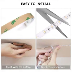 12V LED Light Strip 16.6 ft (5M) SMD 2835, DC 5.5 x 2.1mm Connector, Tape Light for Home, Kitchen, Party, Christmas (Power Adapter Not Included)