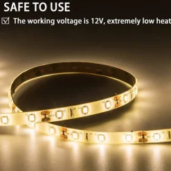 12V LED Light Strip 16.6 ft (5M) SMD 2835, DC 5.5 x 2.1mm Connector, Tape Light for Home, Kitchen, Party, Christmas (Power Adapter Not Included)