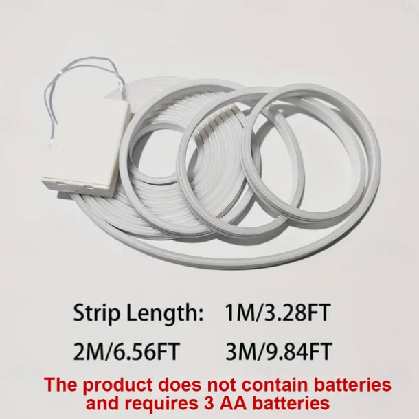 5V USB Waterproof Neon Light Strip 3.3-9.8 ft Battery Box Power Supply Neon Rope Light 120LED/m Waterproof Neon Light LED Light Strip Suitable for Bedrooms TV Backlight Cabinets