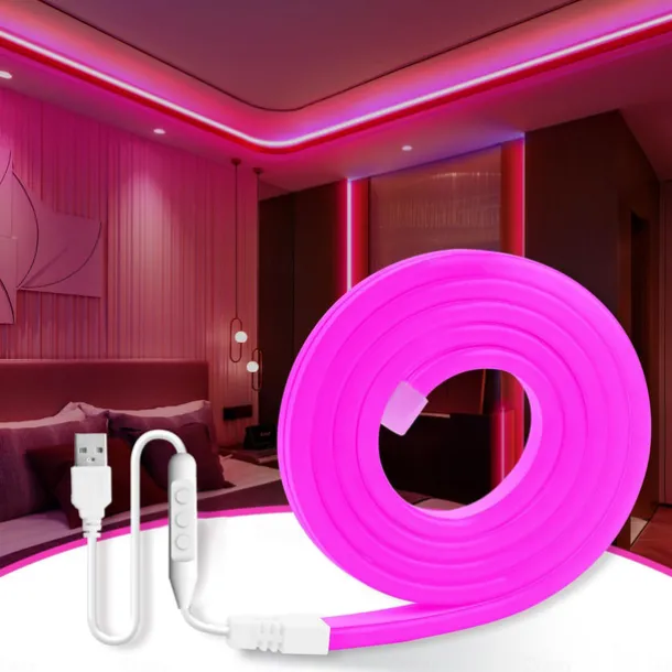 5V USB Waterproof Neon Light Strip 3.3-9.8 ft Battery Box Power Supply Neon Rope Light 120LED/m Waterproof Neon Light LED Light Strip Suitable for Bedrooms TV Backlight Cabinets