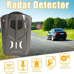 V9 12V Car Radar Detector - Digital Display with Voice Alert, Speed Control, X/K/Ka Band, English & Russian Support, Anti-Slip Design