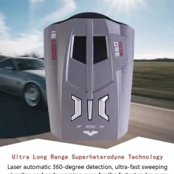 V9 12V Car Radar Detector - Digital Display with Voice Alert, Speed Control, X/K/Ka Band, English & Russian Support, Anti-Slip Design