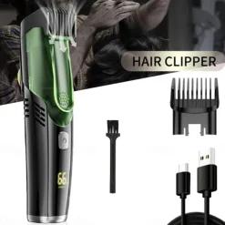 Vacuum Beard Shaver USB Rechargeable Vacuum Shaver Hair Clipper Washable Barber Hair Clipper Gifts for Men