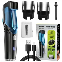 Vacuum Beard Shaver USB Rechargeable Vacuum Shaver Hair Clipper Washable Barber Hair Clipper Gifts for Men