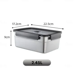 Vacuum Food Container Food-Grade SUS304 Sealed Food Storage Box Bento Lunch Box for Fruits, Refrigerator Safe, Airtight Meal Container (Rectangle)