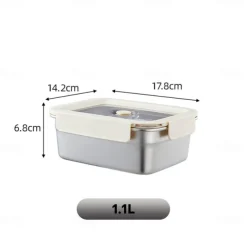 Vacuum Food Container Food-Grade SUS304 Sealed Food Storage Box Bento Lunch Box for Fruits, Refrigerator Safe, Airtight Meal Container (Rectangle)