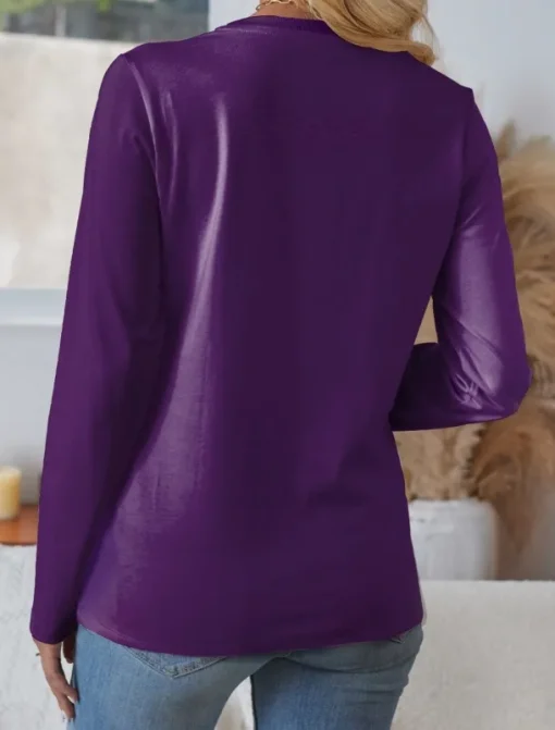 Valentine Women's Rose T Shirt Regular Tops Long Sleeve V Neck Buttons Print Regular Fit Daily Stylish Casual Pink Purple Fall Winter