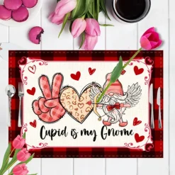 Valentine's Day Placemats Set of 4 Romantic and Decorative Table Mats Featuring Heart or Rose Patterns Durable and Heat-Resistant Perfect for Adding a Touch of Love to Your Dining Table Decor