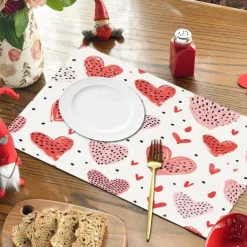 Valentine's Day Placemats Set of 4 Romantic and Decorative Table Mats Featuring Heart or Rose Patterns Durable and Heat-Resistant Perfect for Adding a Touch of Love to Your Dining Table Decor