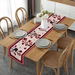 Valentine's Day Rose Table Runner Romantic Floral Table Decor with Elegant Rose Design Perfect for Adding a Touch of Love and Elegance to Your Valentine's Day Dinner Setup