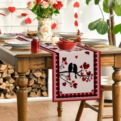 Valentine's Day Rose Table Runner Romantic Floral Table Decor with Elegant Rose Design Perfect for Adding a Touch of Love and Elegance to Your Valentine's Day Dinner Setup