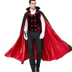 Vampire Dracula Halloween Cosplay Costume Masquerade Outfits Cosplay Adults' Men's Carnival Masquerade Mardi Gras Party / Evening Easy Halloween Costumes Dress Up