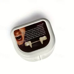 Vampire Fangs, Retractable Halloween Vampire Fangs Teeth, Made of Resin, Werewolf Teeth Glue Set