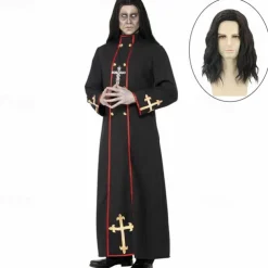 Vampire Pastor Cosplay Costume Masquerade Adults' Men's Cosplay Halloween Carnival Performance Halloween Halloween Carnival Masquerade Easy Halloween Costumes With Wig