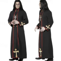 Vampire Pastor Cosplay Costume Masquerade Adults' Men's Cosplay Halloween Carnival Performance Halloween Halloween Carnival Masquerade Easy Halloween Costumes With Wig