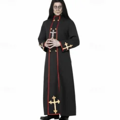 Vampire Pastor Cosplay Costume Masquerade Adults' Men's Cosplay Halloween Carnival Performance Halloween Halloween Carnival Masquerade Easy Halloween Costumes With Wig