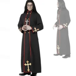 Vampire Pastor Cosplay Costume Masquerade Adults' Men's Cosplay Halloween Carnival Performance Halloween Halloween Carnival Masquerade Easy Halloween Costumes With Wig