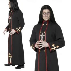 Vampire Pastor Cosplay Costume Masquerade Adults' Men's Cosplay Halloween Carnival Performance Halloween Halloween Carnival Masquerade Easy Halloween Costumes With Wig