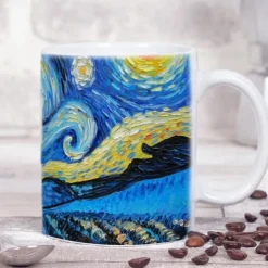 Van Gogh Starry Night Ceramic Mug - Perfect Gift for Friends, Office Water Cup, Home Milk Mug