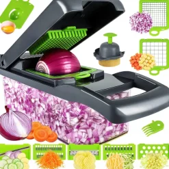 Vegetable Chopper 16 in 1Multifunctional Food Chopper Kitchen Vegetable Slicer Dicer Cutter Veggie Chopper With 8 Blades Carrot Chopper with Container