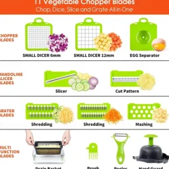 Vegetable Chopper 16 in 1Multifunctional Food Chopper Kitchen Vegetable Slicer Dicer Cutter Veggie Chopper With 8 Blades Carrot Chopper with Container