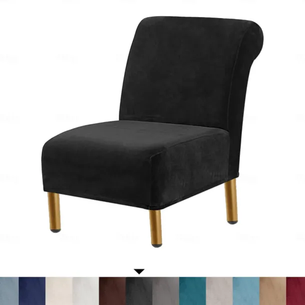 Velvet Armless Accent Chair Cover Stretch Armless Chair Cover for Livingroom,Chair Slipcover Protector with Elastic Bottom, Machine Washable
