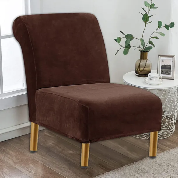 Velvet Armless Accent Chair Cover Stretch Armless Chair Cover for Livingroom,Chair Slipcover Protector with Elastic Bottom, Machine Washable