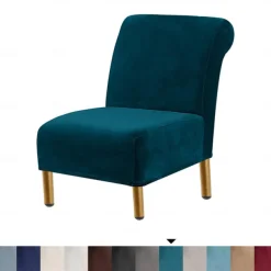 Velvet Armless Accent Chair Cover Stretch Armless Chair Cover for Livingroom,Chair Slipcover Protector with Elastic Bottom, Machine Washable