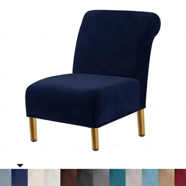 Velvet Armless Accent Chair Cover Stretch Armless Chair Cover for Livingroom,Chair Slipcover Protector with Elastic Bottom, Machine Washable