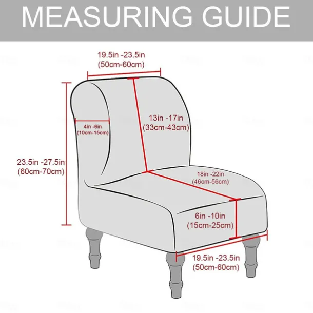 Velvet Armless Accent Chair Cover Stretch Armless Chair Cover for Livingroom,Chair Slipcover Protector with Elastic Bottom, Machine Washable