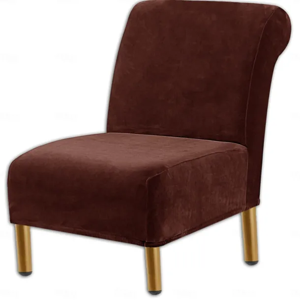 Velvet Armless Accent Chair Cover Stretch Armless Chair Cover for Livingroom,Chair Slipcover Protector with Elastic Bottom, Machine Washable