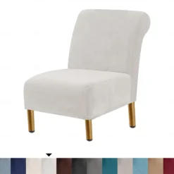 Velvet Armless Accent Chair Cover Stretch Armless Chair Cover for Livingroom,Chair Slipcover Protector with Elastic Bottom, Machine Washable
