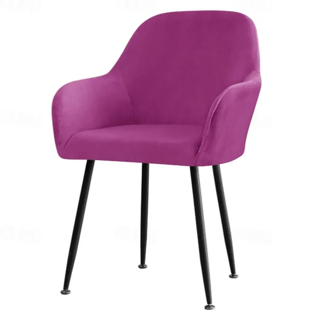 Velvet Stretch Wingback Chair Cover Burgundy Slipcover Wing Chair Cover,Reusable Protector Cover for Dining Room Home DecorWashable