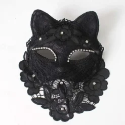 Venice Carnival Cat Mask Black Masquerade Graduation Party Accessories Women Elegant Halloween Cosplay Masks
