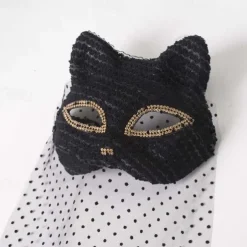 Venice Carnival Cat Mask Black Masquerade Graduation Party Accessories Women Elegant Halloween Cosplay Masks