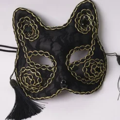 Venice Carnival Cat Mask Black Masquerade Graduation Party Accessories Women Elegant Halloween Cosplay Masks