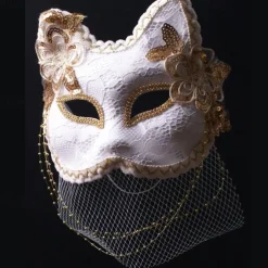 Venice Carnival Cat Mask Black Masquerade Graduation Party Accessories Women Elegant Halloween Cosplay Masks