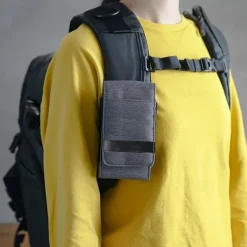 Vertical Nylon Dual Pocket Phone Holster Pouch Belt Clip Case Holder Oxford Cloth Sports Mobile Phone Bag Double Divided Design Power Bank Organizer Earphone Storage Card Storage