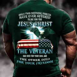 Veterans Day Men's Patriot Patriotic Backprint Graphic Eagle National Flag T shirt Tee Short Sleeve T shirt 3D Print Crew Neck Shirt Vintage Fashion Designer Outdoor Casual Daily Black Blue Red Spring