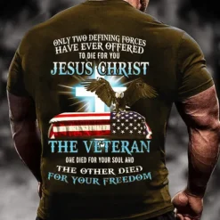 Veterans Day Men's Patriot Patriotic Backprint Graphic Eagle National Flag T shirt Tee Short Sleeve T shirt 3D Print Crew Neck Shirt Vintage Fashion Designer Outdoor Casual Daily Black Blue Red Spring