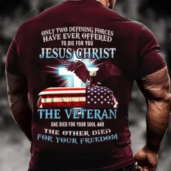 Veterans Day Men's Patriot Patriotic Backprint Graphic Eagle National Flag T shirt Tee Short Sleeve T shirt 3D Print Crew Neck Shirt Vintage Fashion Designer Outdoor Casual Daily Black Blue Red Spring