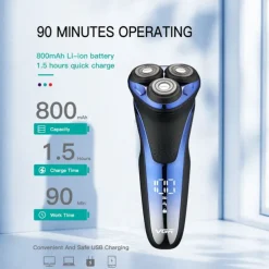 VGR Electric Razor for Men USB Rechargeable 3D Rotary Men's Shaver Pop-up Beard Trimmer Grooming Kit IPX7-Waterproof Corded & Cordless Wet Dry Beard Shavers LED Display
