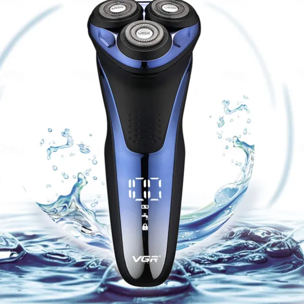 VGR Electric Razor for Men USB Rechargeable 3D Rotary Men's Shaver Pop-up Beard Trimmer Grooming Kit IPX7-Waterproof Corded & Cordless Wet Dry Beard Shavers LED Display