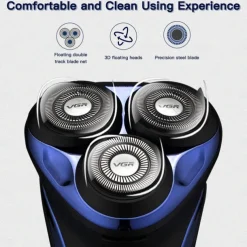 VGR Electric Razor for Men USB Rechargeable 3D Rotary Men's Shaver Pop-up Beard Trimmer Grooming Kit IPX7-Waterproof Corded & Cordless Wet Dry Beard Shavers LED Display