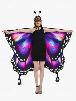 Vibrant Butterfly Wings Costume for Women - Colorful Party Accessory for Halloween, Cosplay, and Festivals