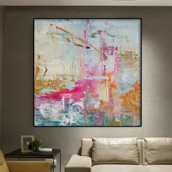 Vibrant Painting hand painted Abstract Painting pink Painting Canvas Painting Handmade Painting Large pattle knife Oil Painting Home Decor Wall Art painting