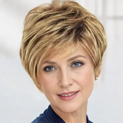Victoria WhisperLite Wig Edgy Short Pixie Wig with An Asymmetrical Fringe and Rich Feathery Layers / Multi-tonal Shades of Blonde Silver Brown and Red