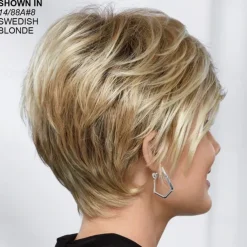 Victoria WhisperLite Wig Edgy Short Pixie Wig with An Asymmetrical Fringe and Rich Feathery Layers / Multi-tonal Shades of Blonde Silver Brown and Red