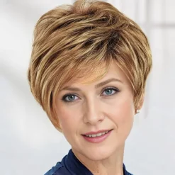 Victoria WhisperLite Wig Edgy Short Pixie Wig with An Asymmetrical Fringe and Rich Feathery Layers / Multi-tonal Shades of Blonde Silver Brown and Red